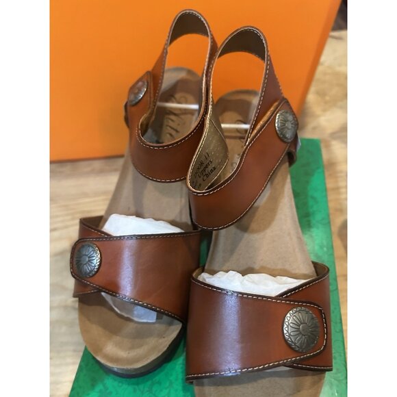 Corkys Elite Back Door Brown Leather Wedge Sandal, Womens Size 11 - Picture 4 of 7